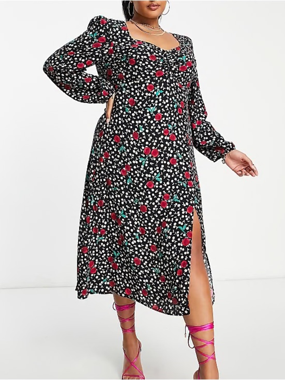 Nobody’s Child 24 Dress Plus Black Cherries Rosie Midi Plus Red Green Sweetheart